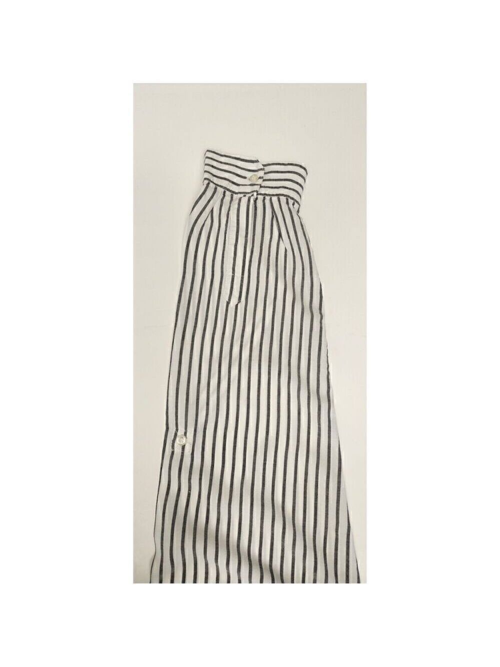 Calvin Klein Striped Blouse Long Sleeve Lo-Hi Button-up Shirt White/Gray XL - Picture 6 of 9